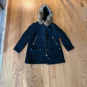 J. Crew Black Coat with Blue Lining